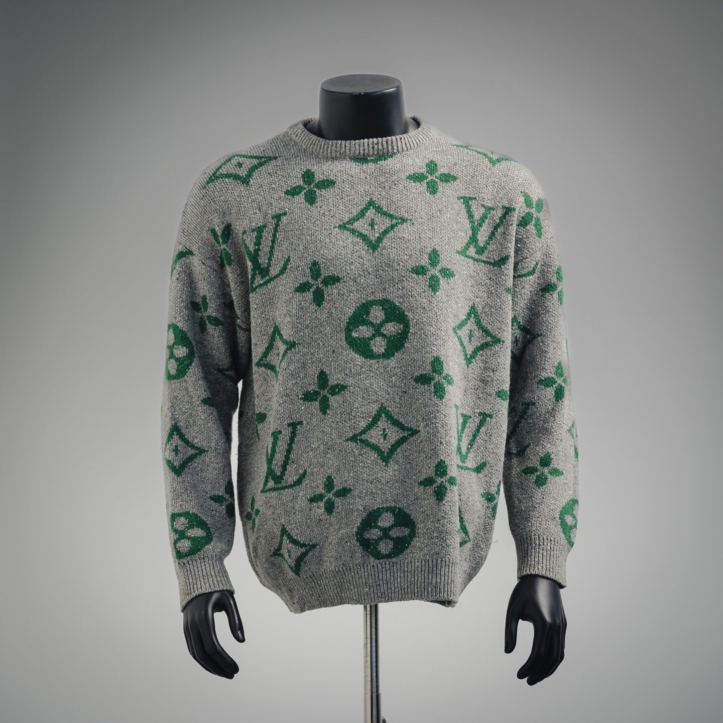 1V 24FW logo jacquard round neck sweater