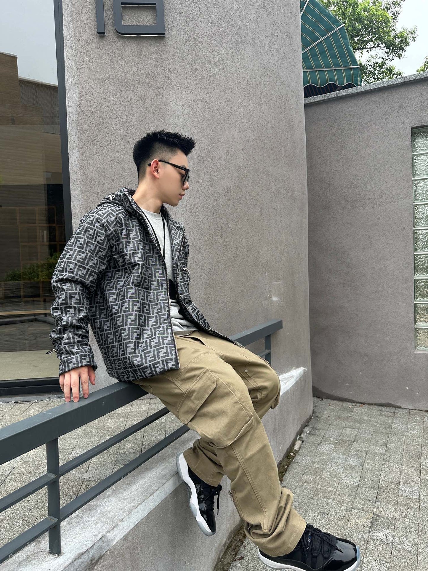 Fe FF full print windbreaker zipper jacket