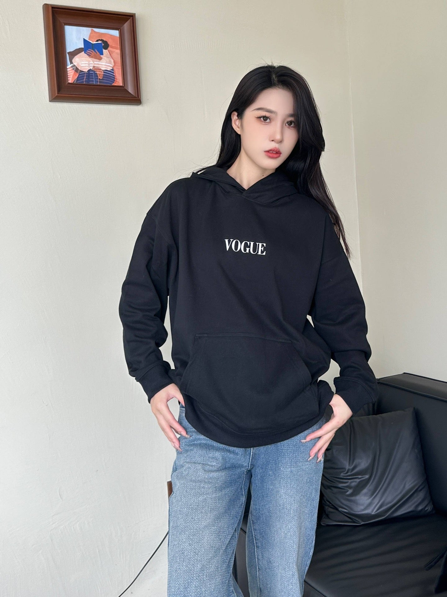 B Joint lighthouse print hooded sweatshirt