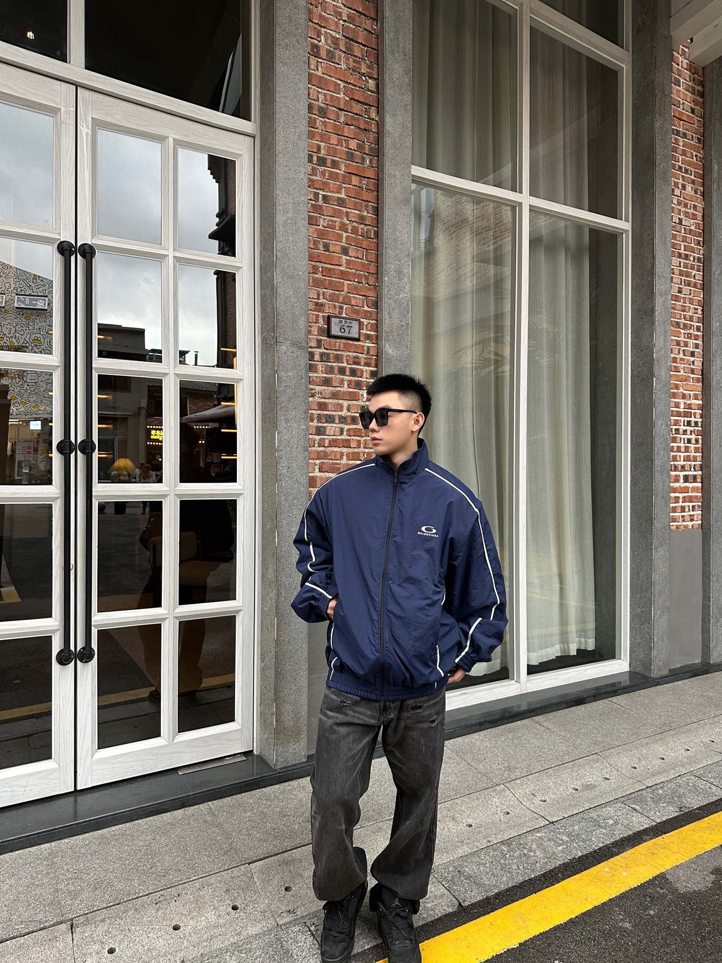 B Catwalk-Stil doppelseitige Lederjacke
