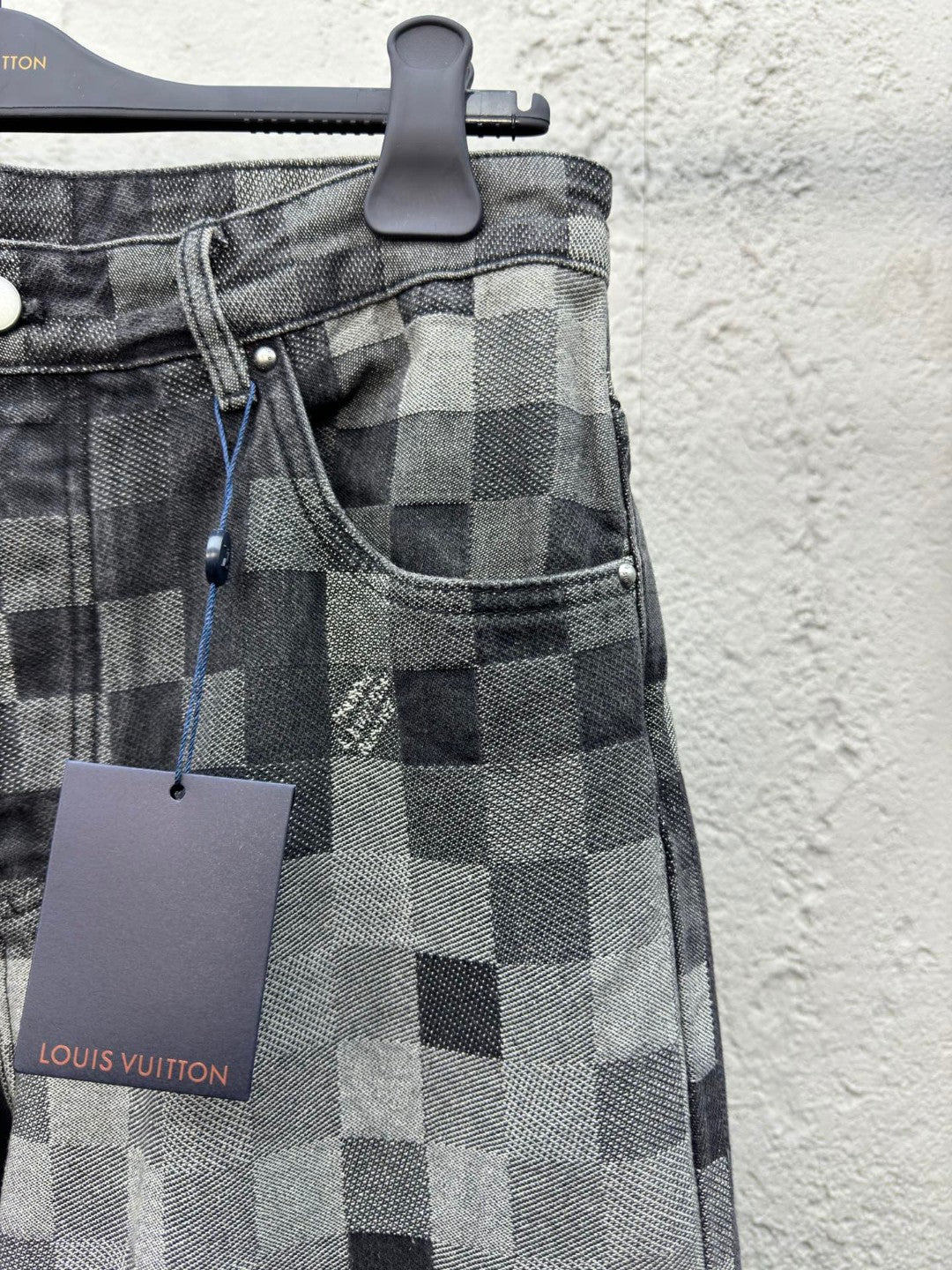 1V SS25 checkerboard mosaic jeans
