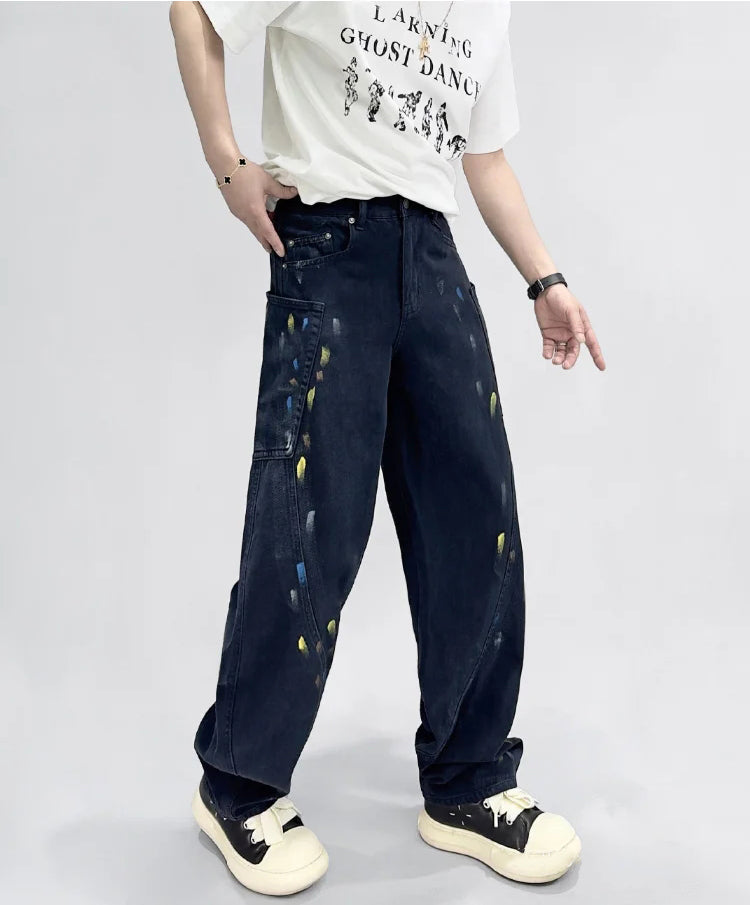 B Ink splattered jeans