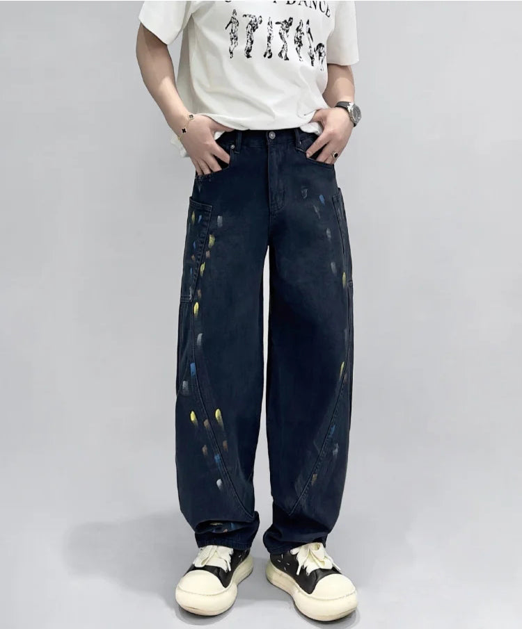 B Ink splattered jeans