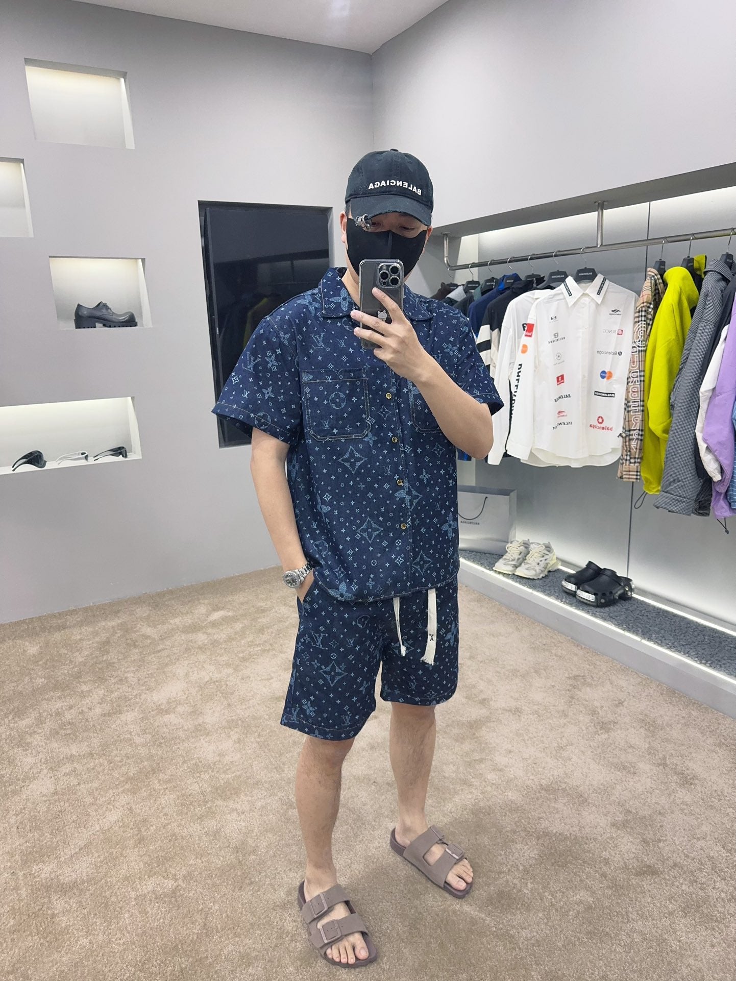 1V 2025 Printed Short-Sleeved Denim Shirt set