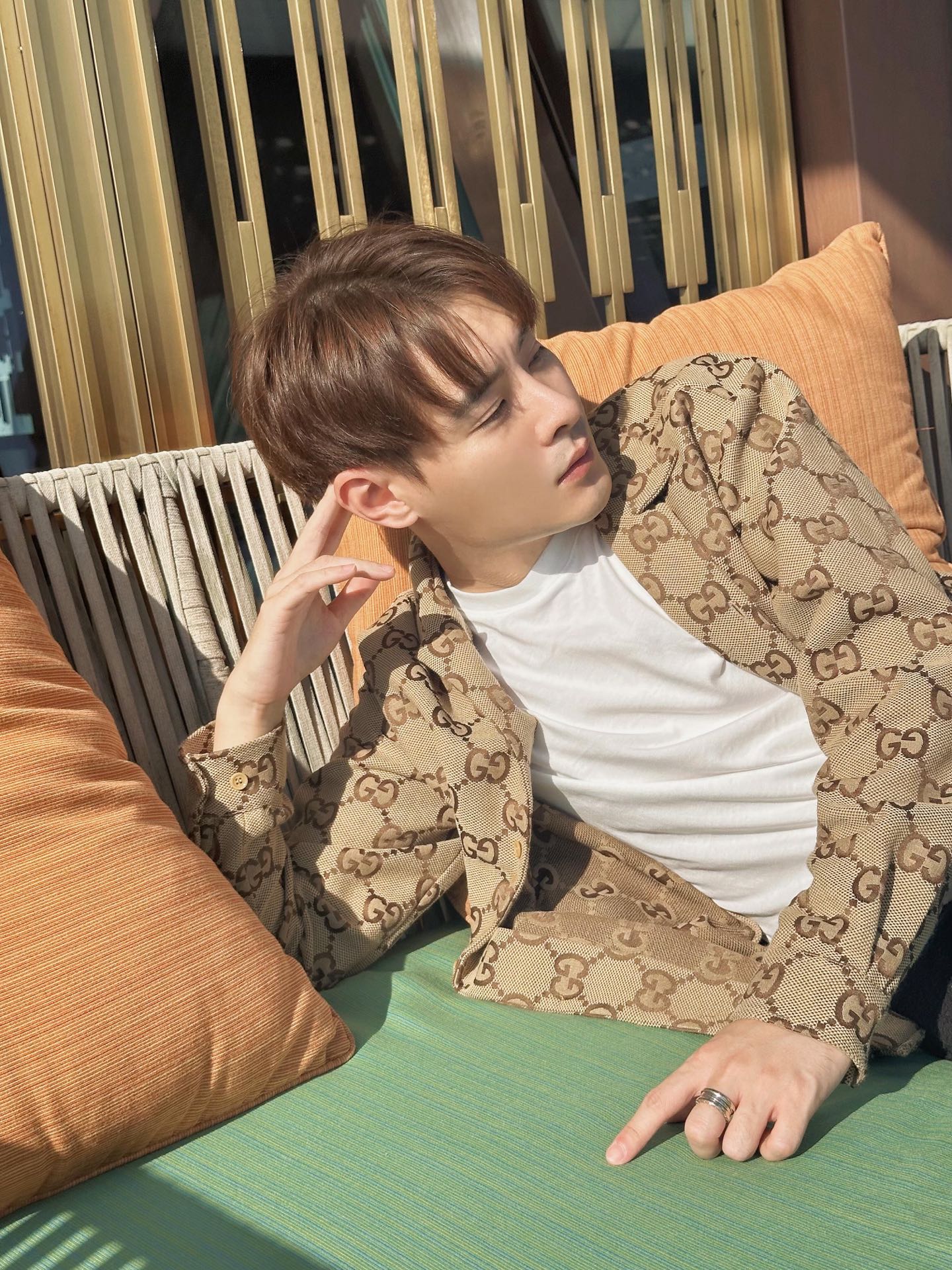 G 25ss Hidden Jacquard Lapel Cardigan Jacket