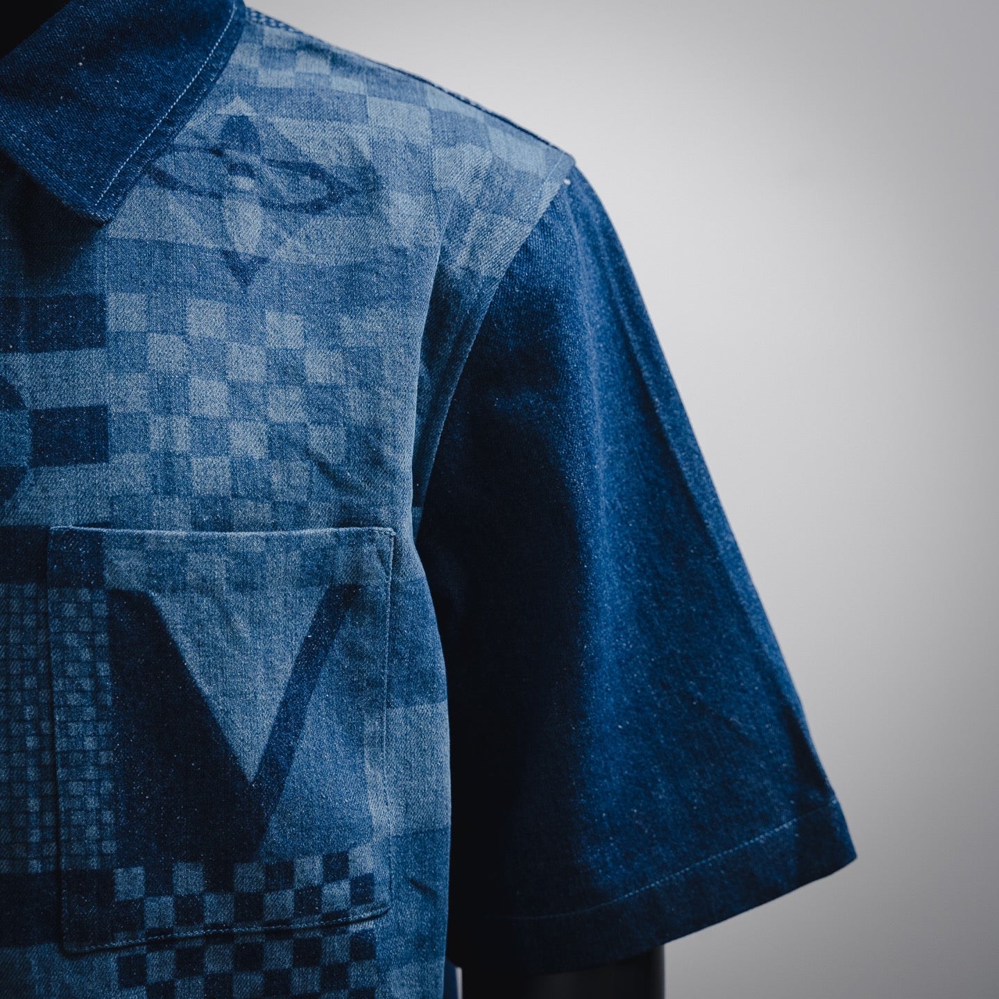 1V 2025 Printed Short-Sleeved Denim Shirt set