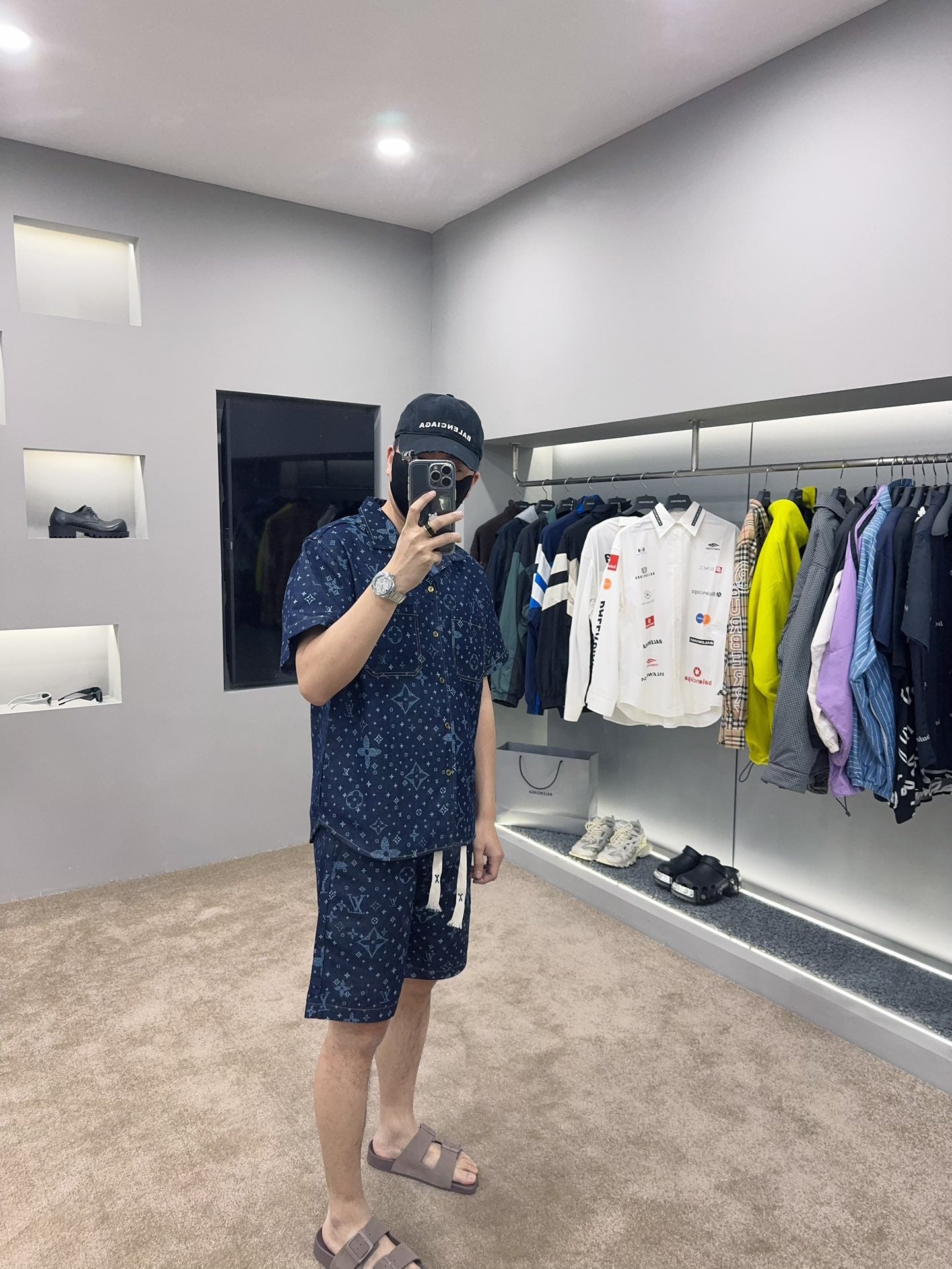 1V 2025 Printed Short-Sleeved Denim Shirt set