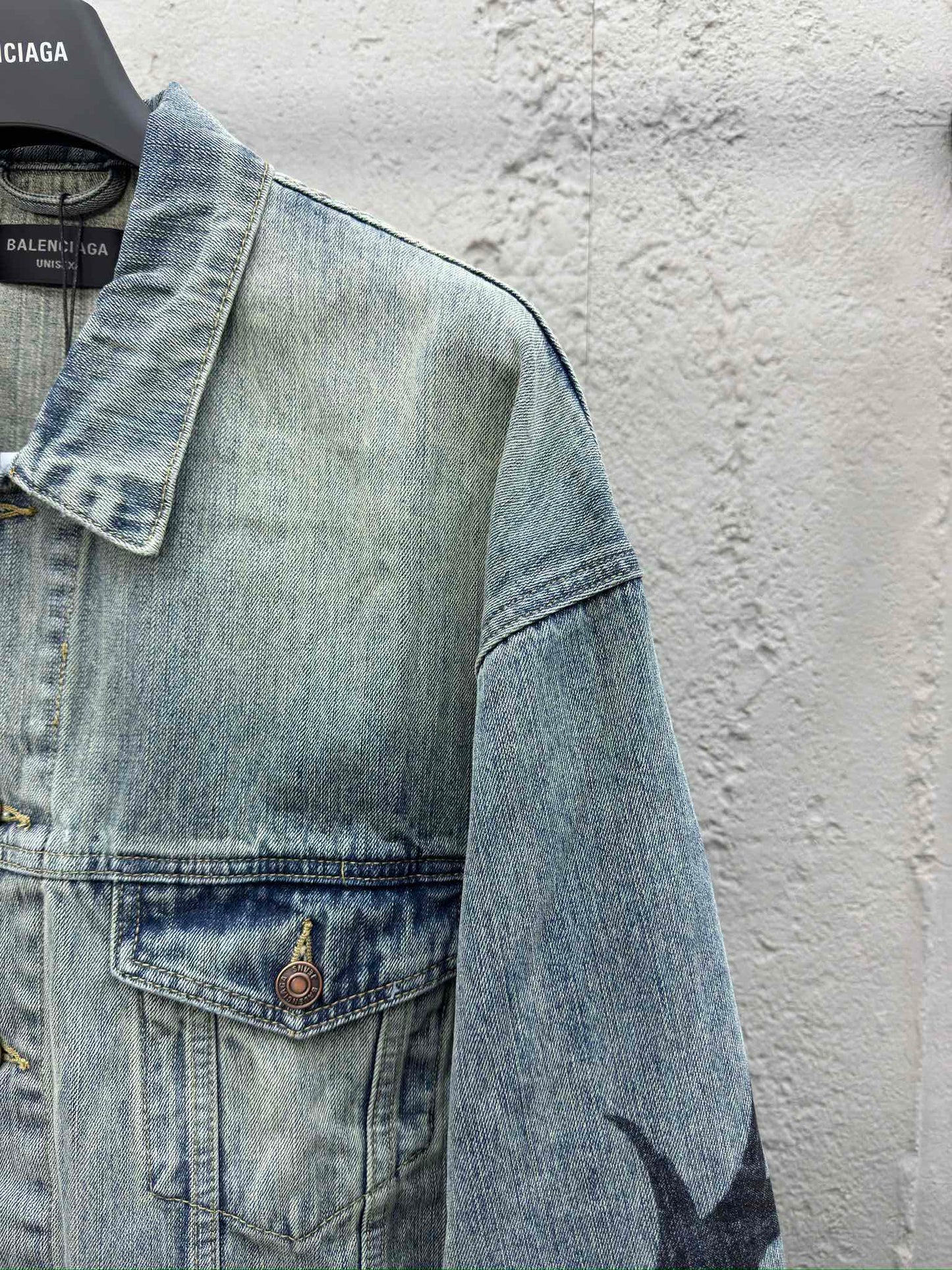 B hand-painted graffiti denim jacket
