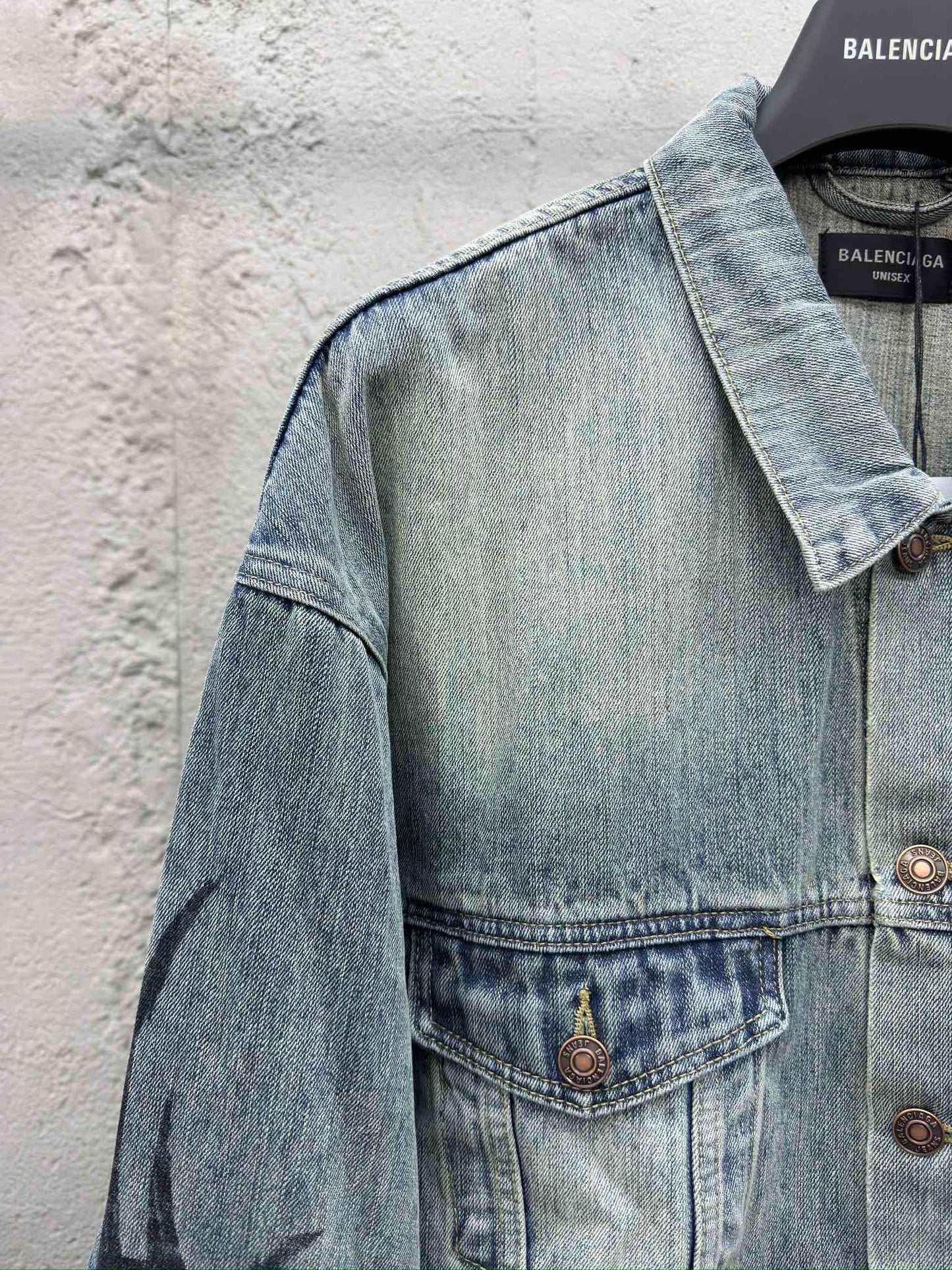 B hand-painted graffiti denim jacket