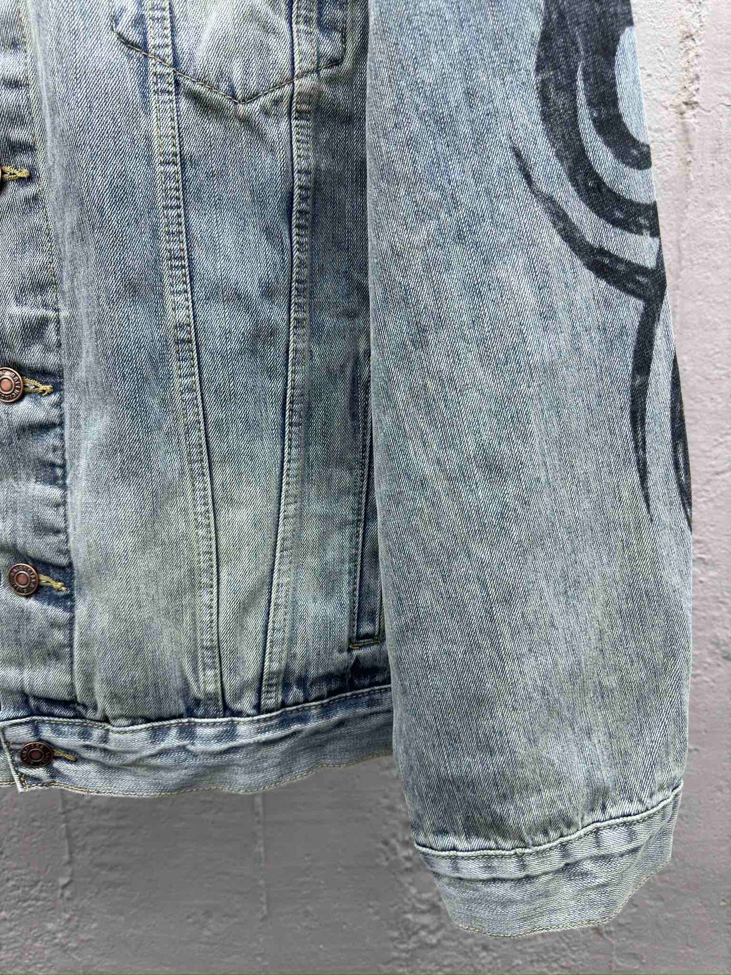 B hand-painted graffiti denim jacket