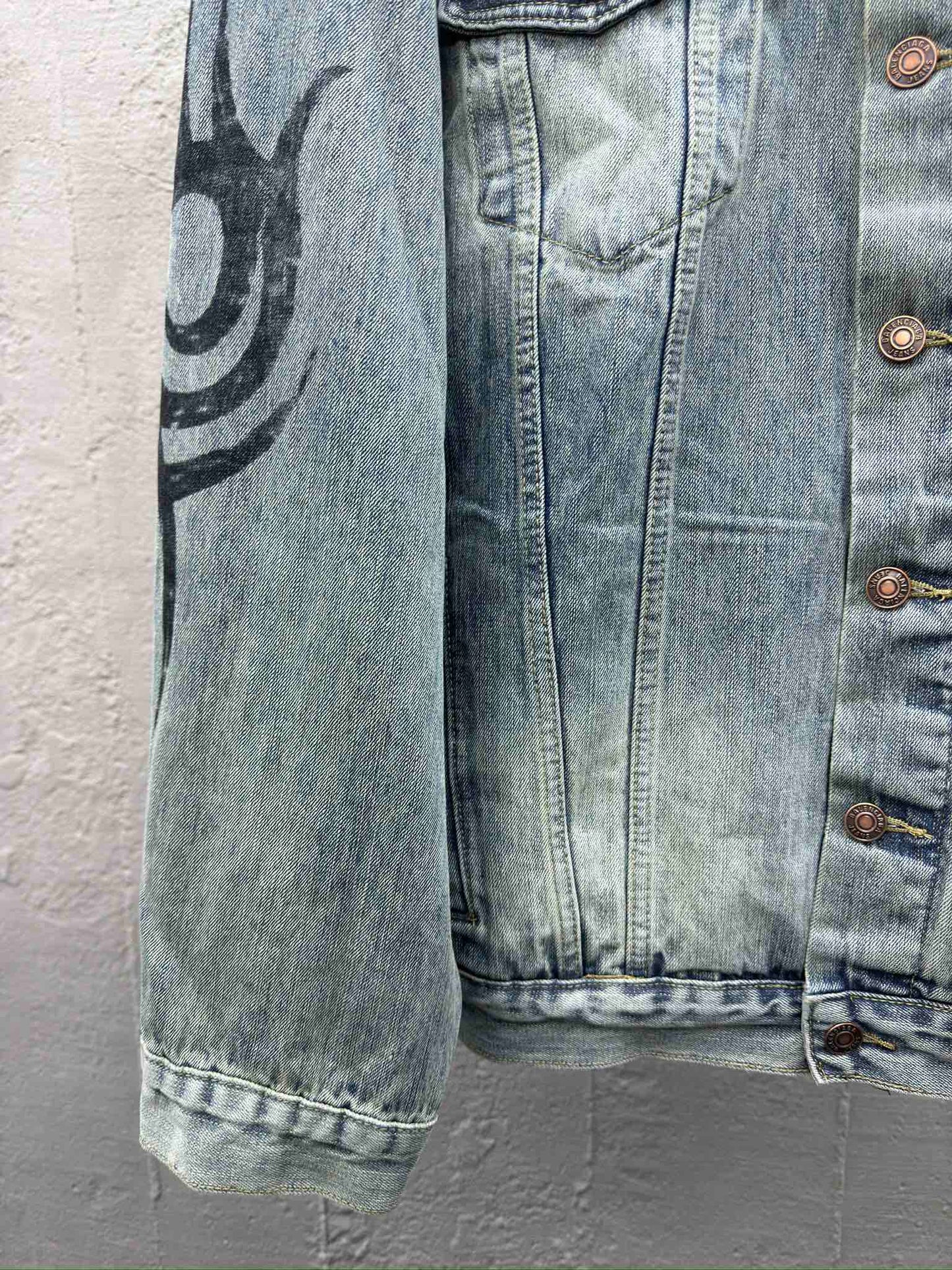 B hand-painted graffiti denim jacket