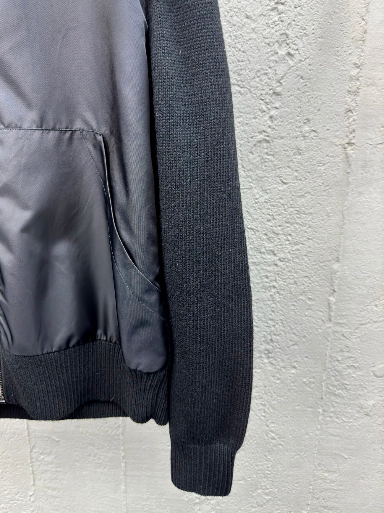 P Wool Patchwork Nylon Jacket Coat