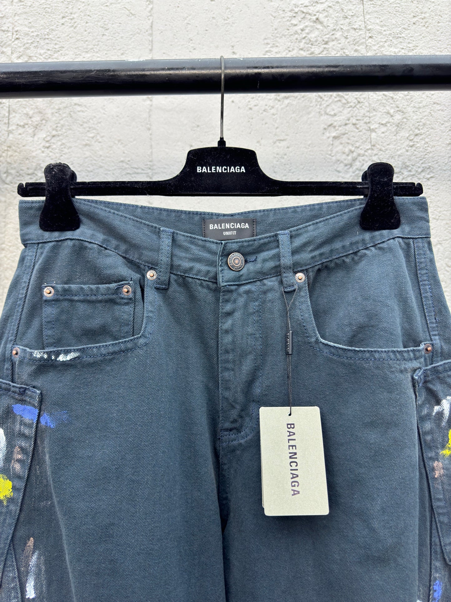 B Ink splattered jeans