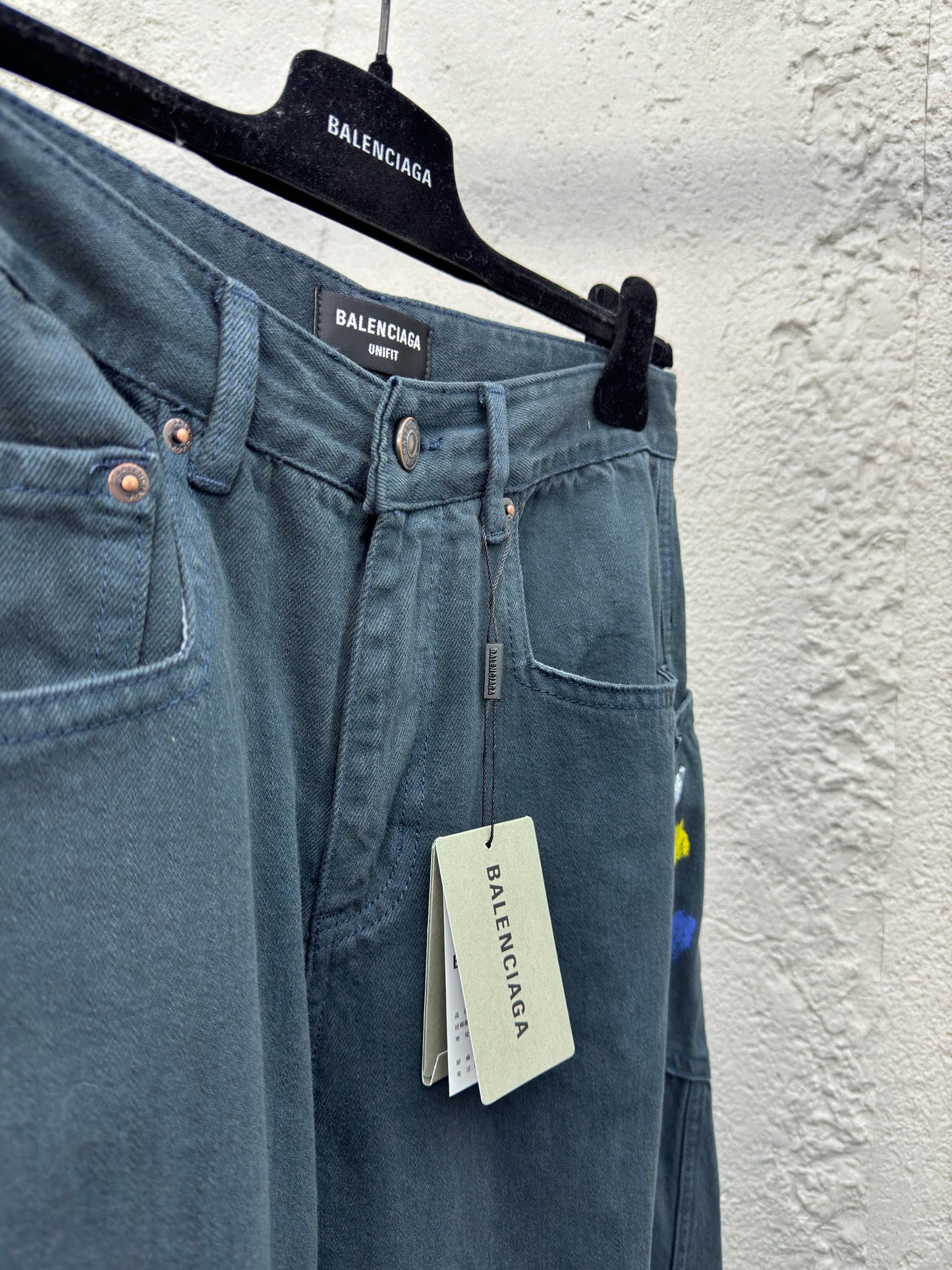 B Ink splattered jeans