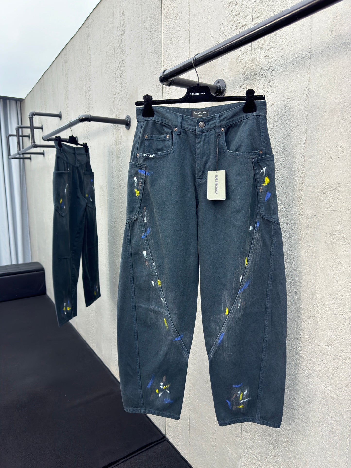 B Ink splattered jeans