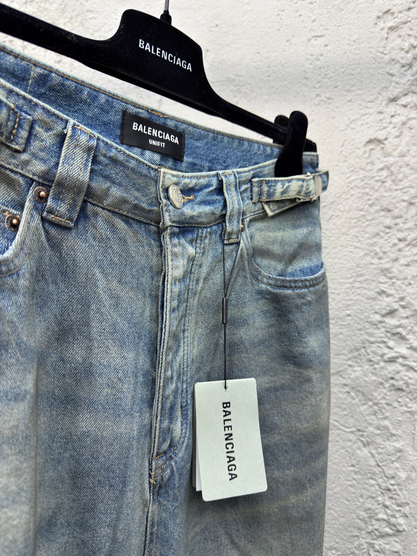 B jeans with fringe rips