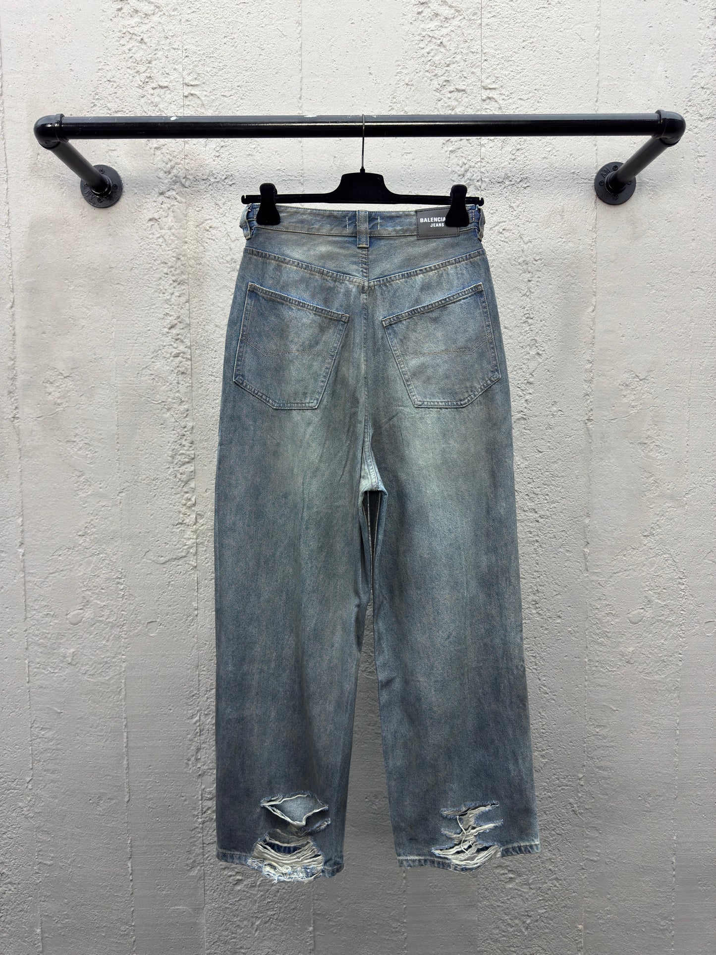 B jeans with fringe rips