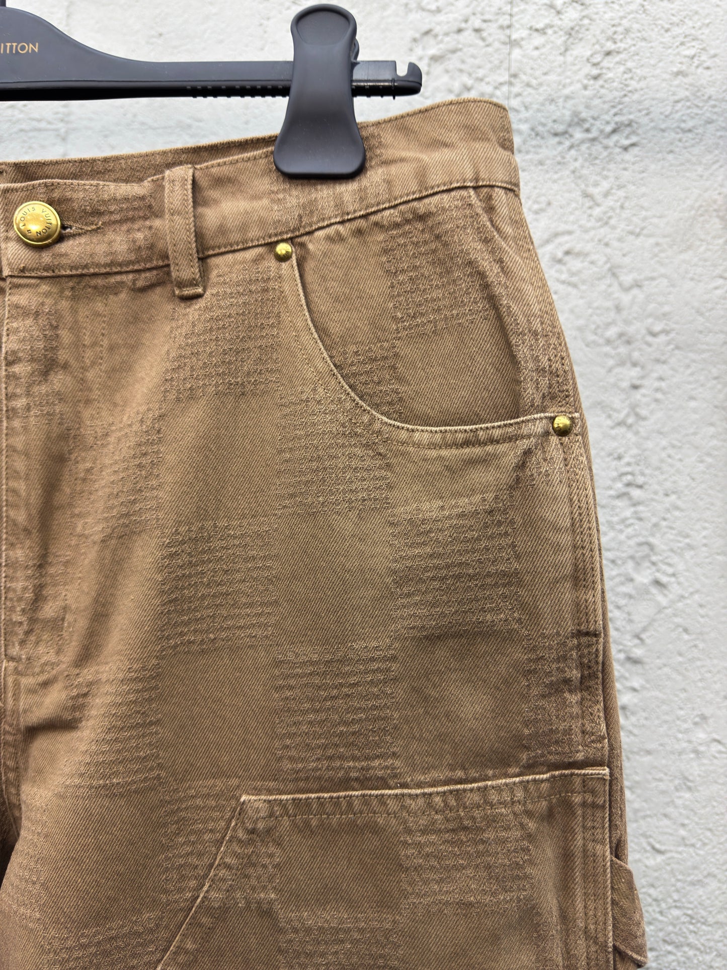 1V Checkerboard Denim Shorts