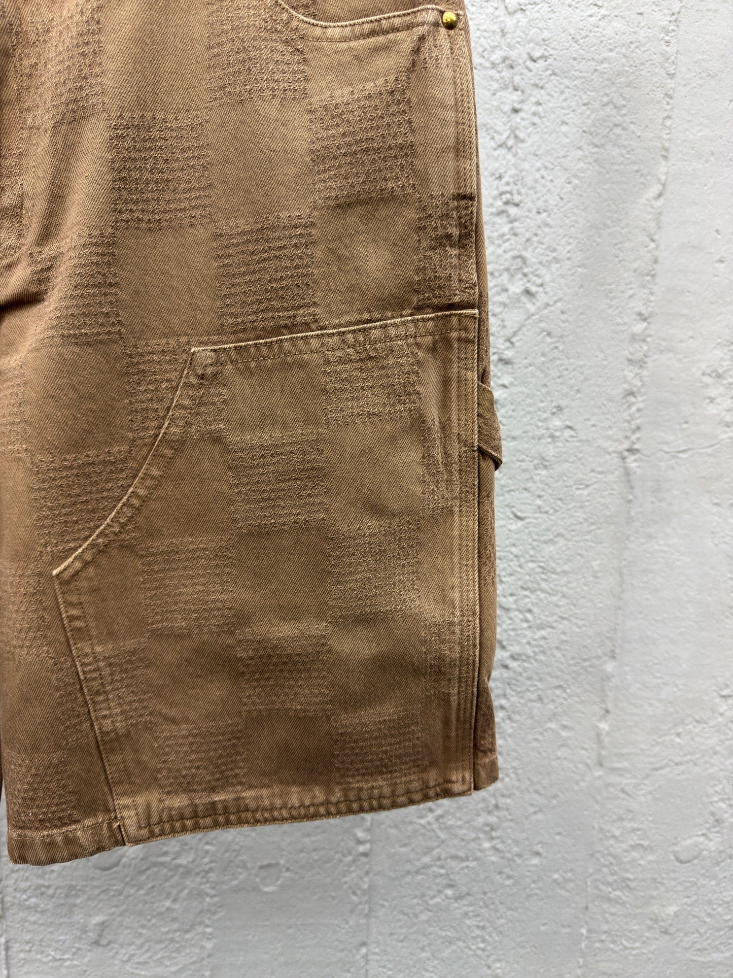 1V Checkerboard Denim Shorts