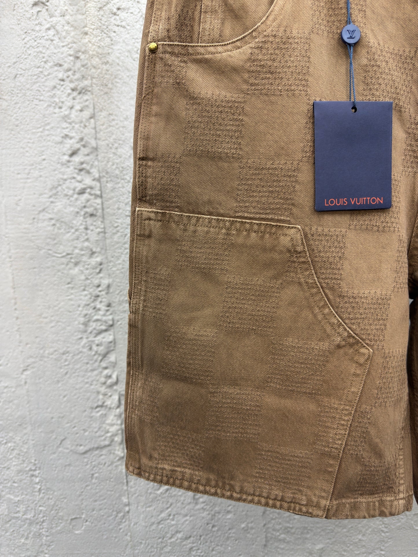 1V Checkerboard Denim Shorts