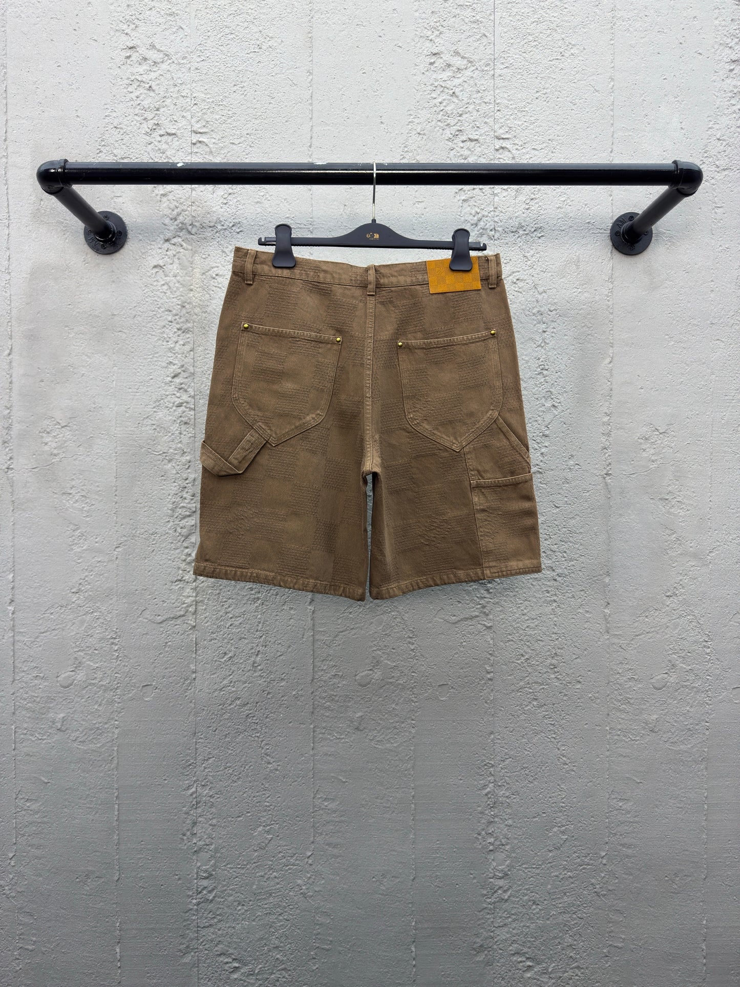 1V Checkerboard Denim Shorts