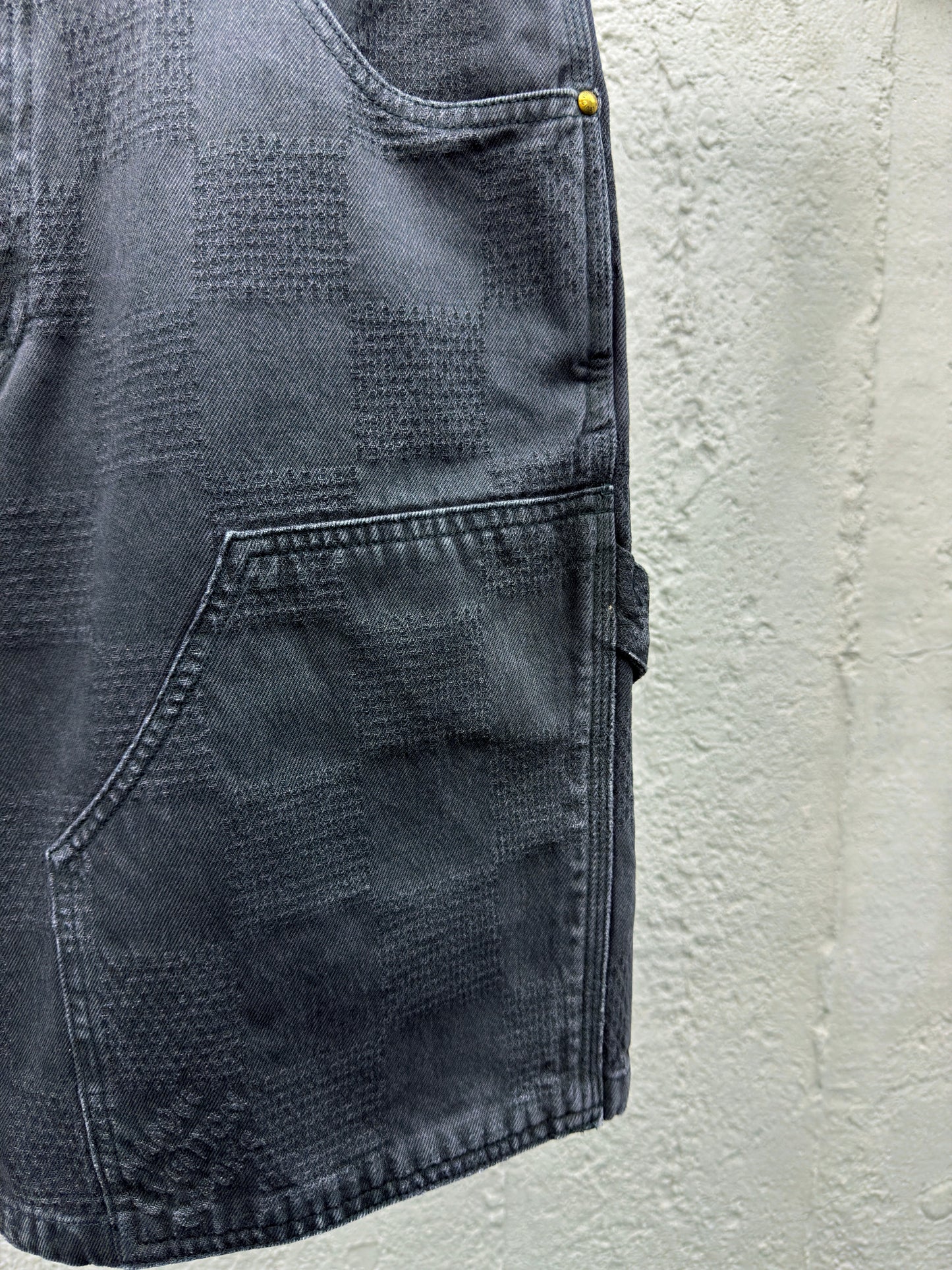 1V Checkerboard Denim Shorts