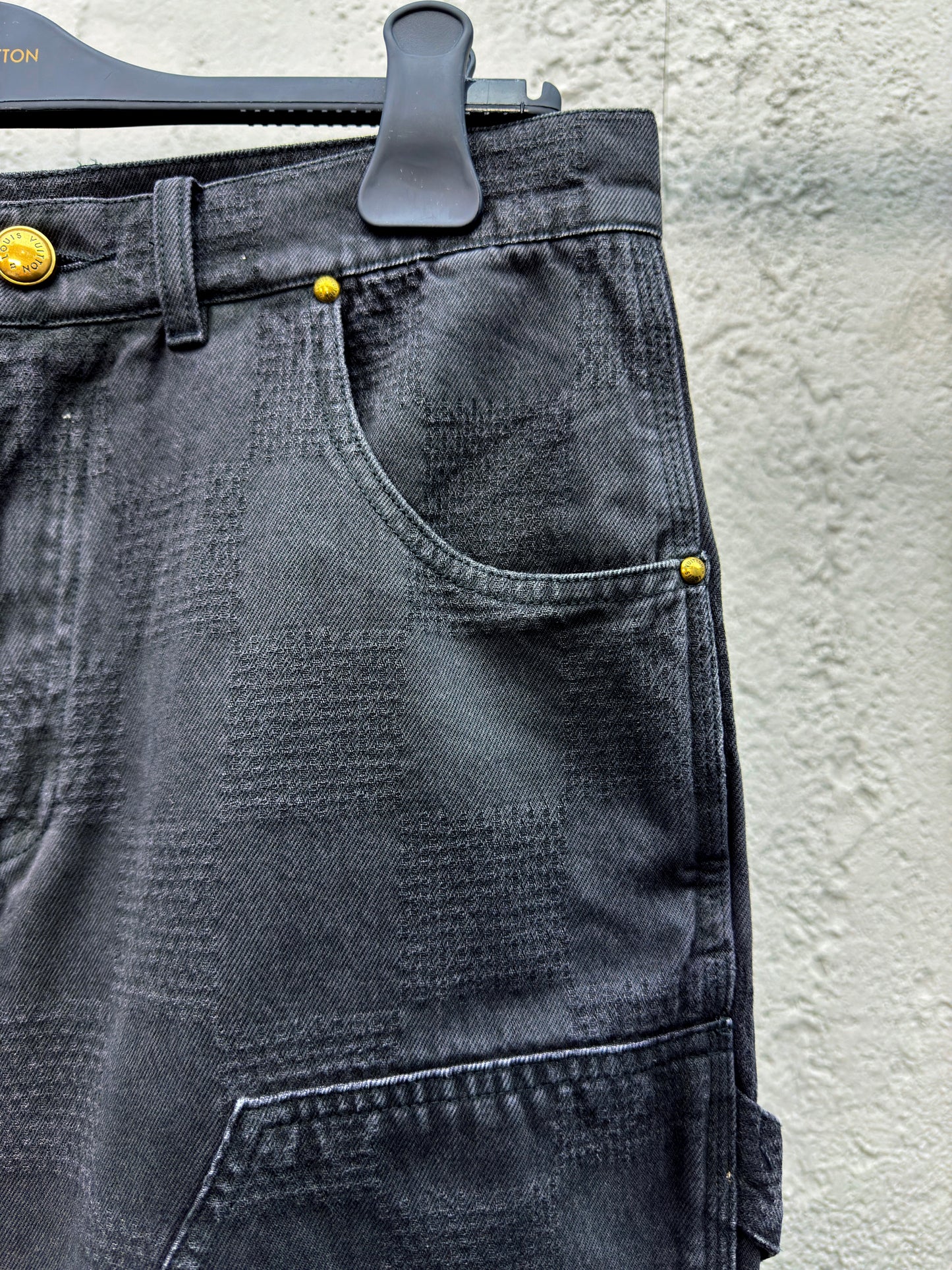 1V Checkerboard Denim Shorts