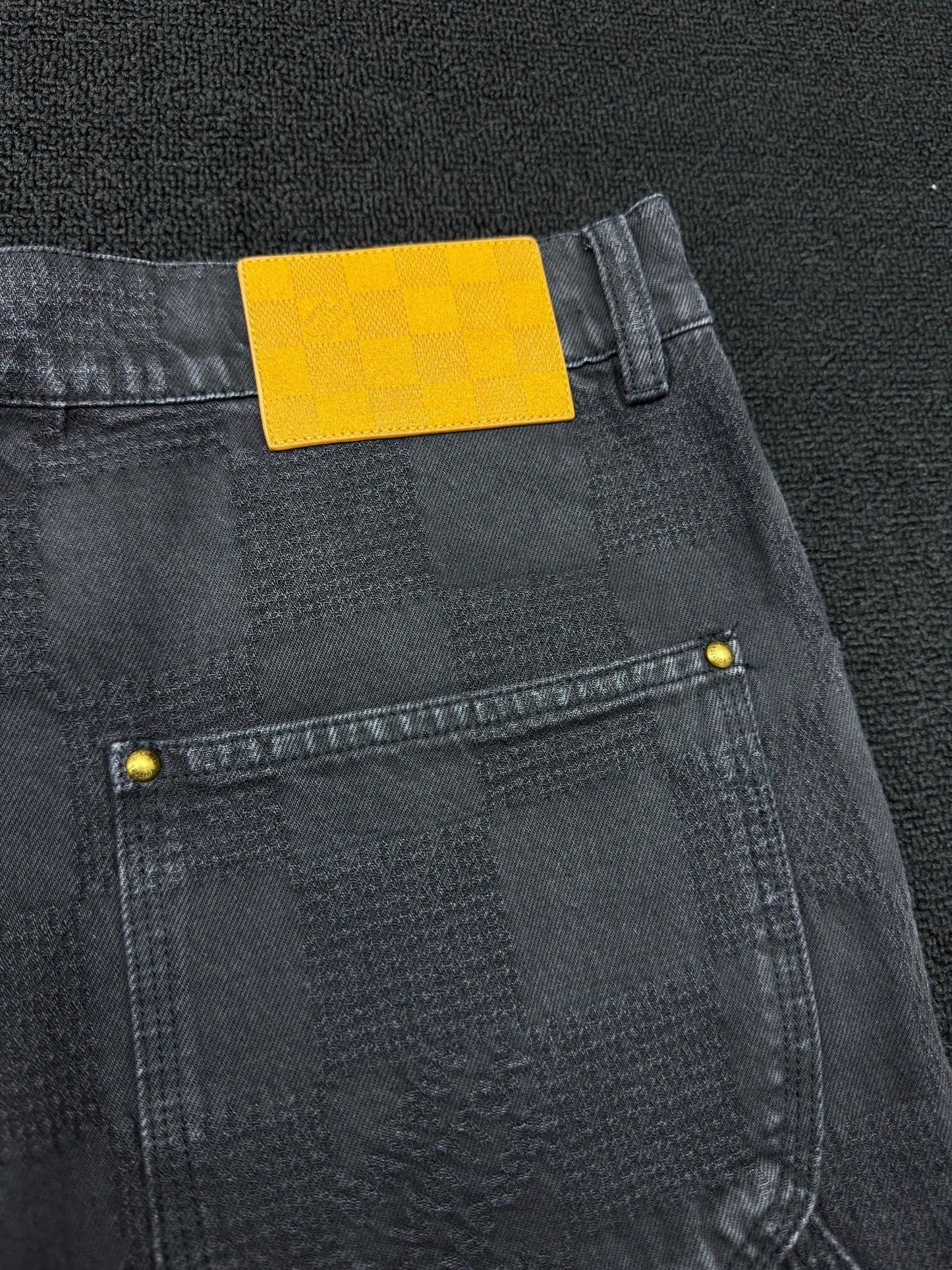 1V Checkerboard Denim Shorts