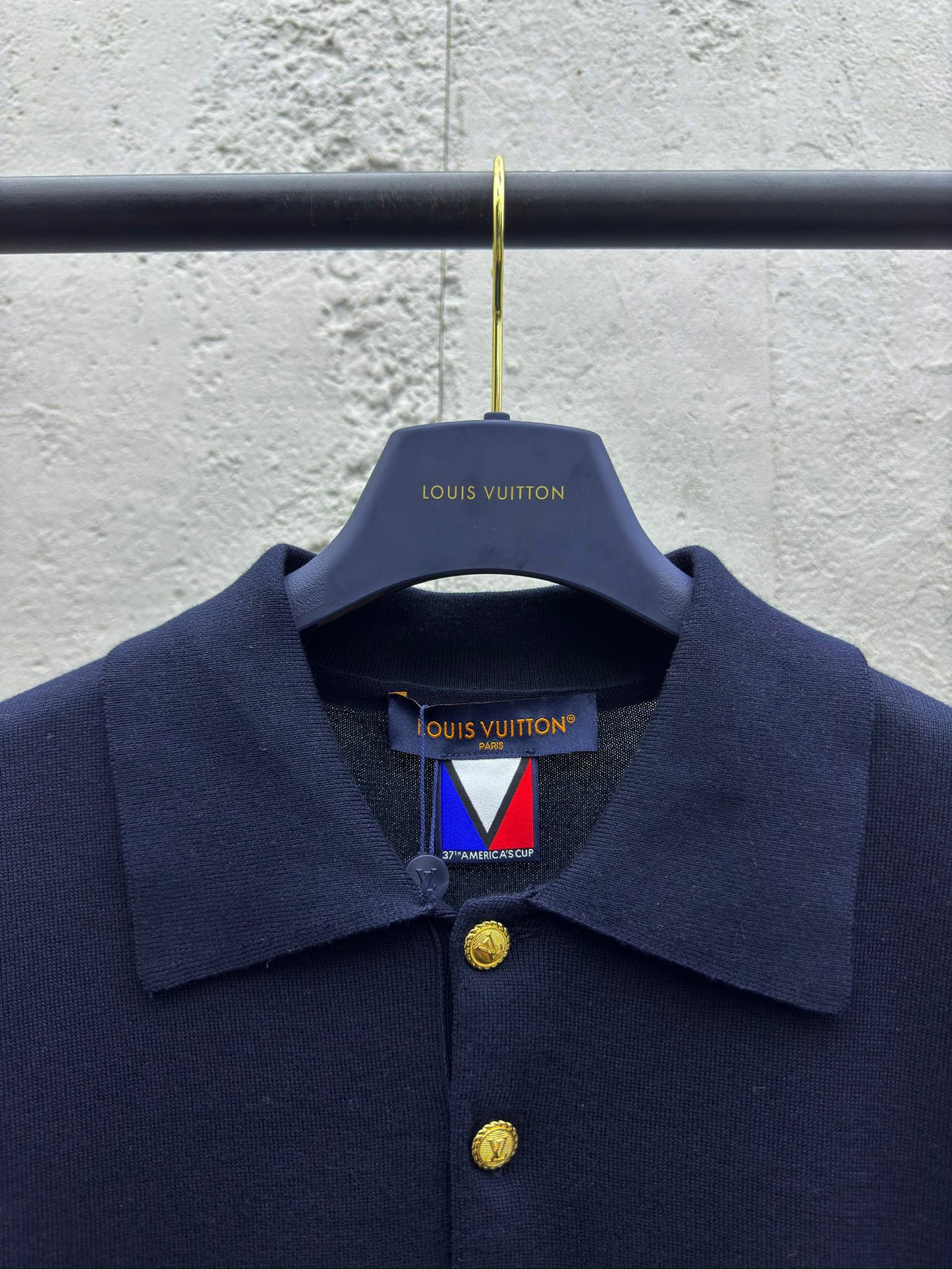 1V 25SS Gold-rimmed Embroidered Wool Polo Shirt