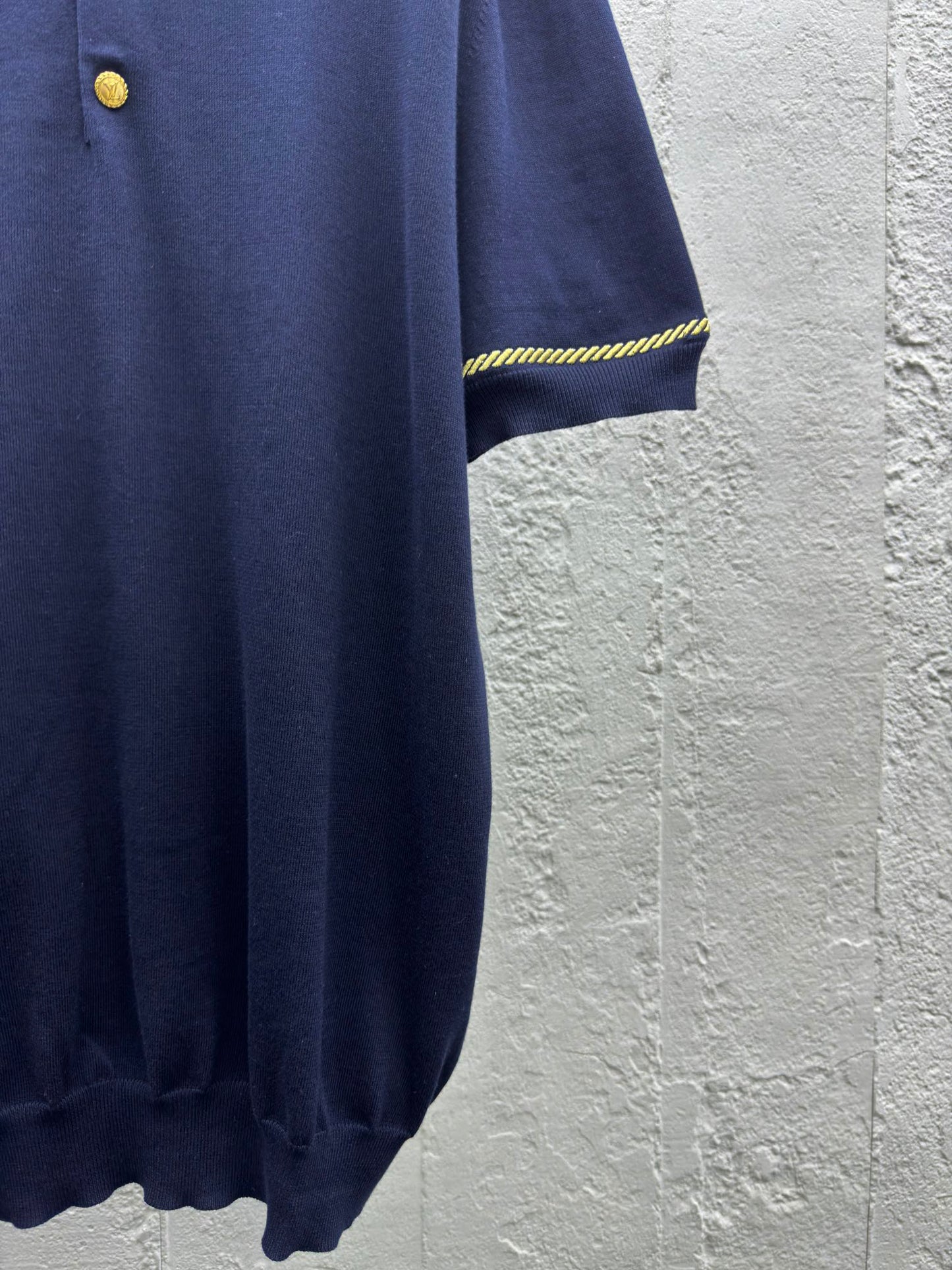 1V 25SS Gold-rimmed Embroidered Wool Polo Shirt