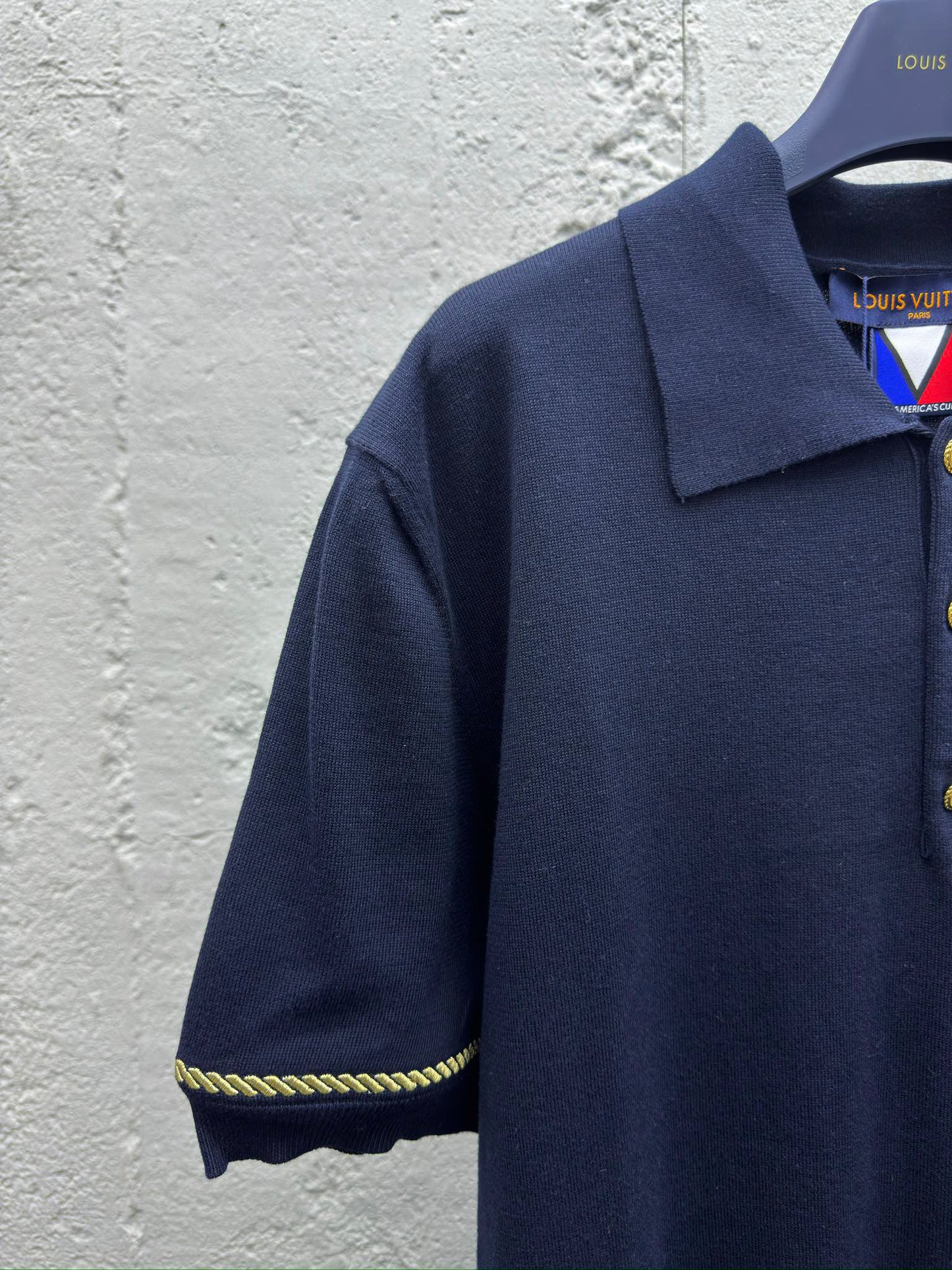 1V 25SS Gold-rimmed Embroidered Wool Polo Shirt