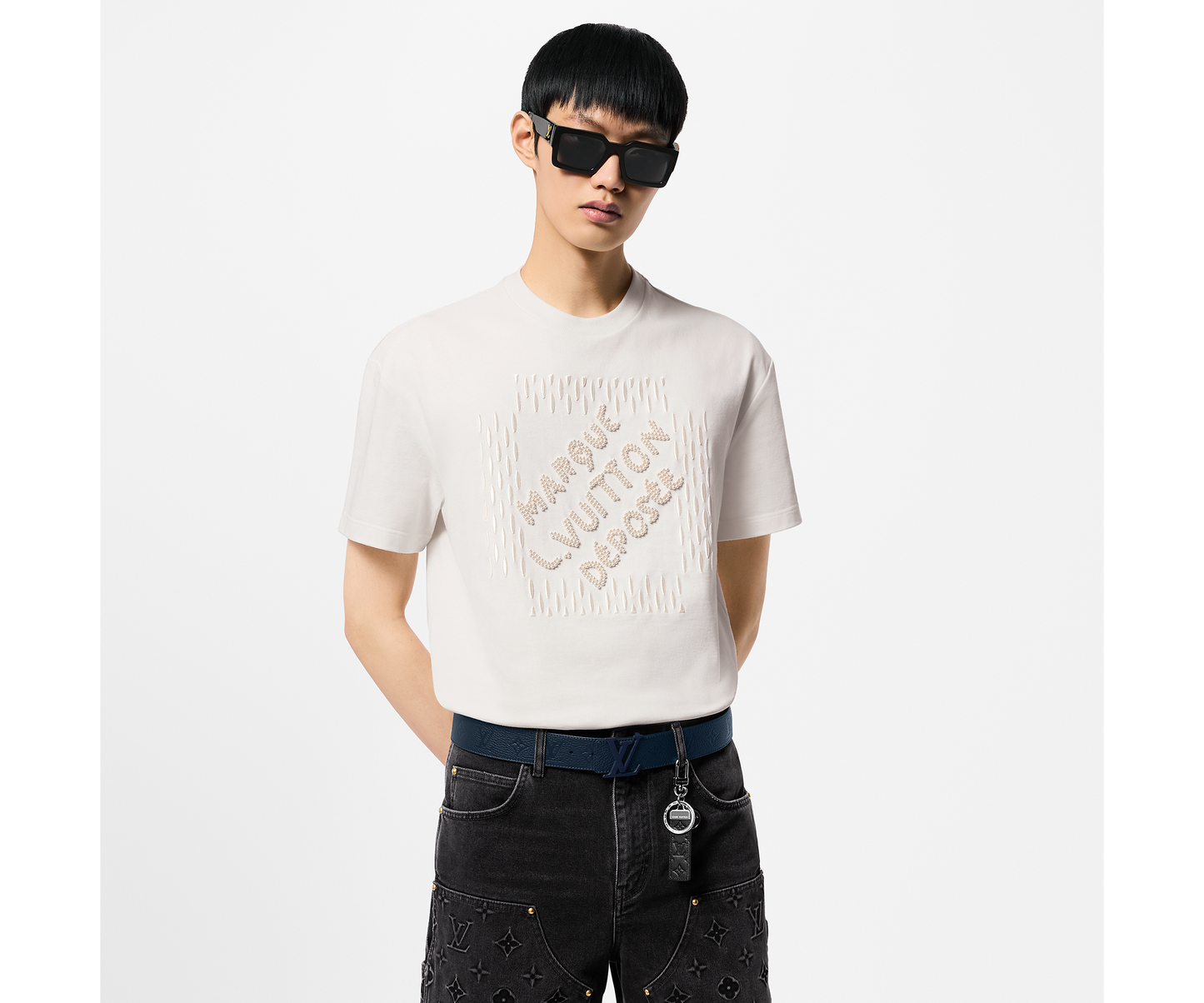 1V Embroidered Signature Cotton T-Shirt