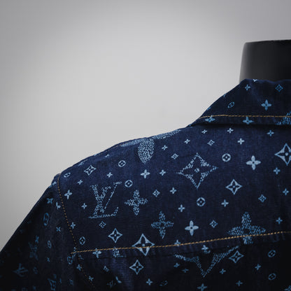 1V  2025 Printed Short-Sleeved Denim Shirt set