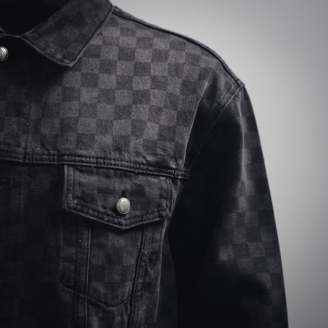 1V 24FW Gradient Checkerboard Denim Jacket  set