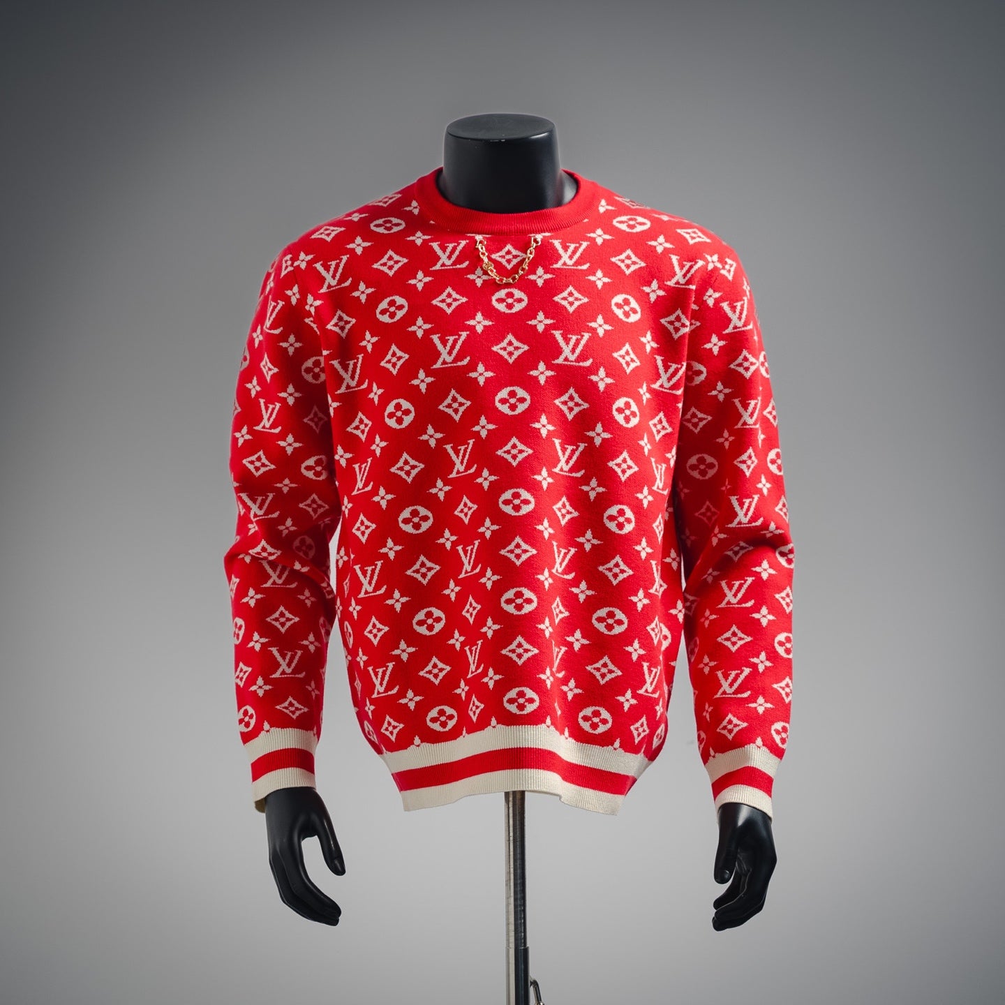 1V 24ss Chain Print Crew Neck Sweater