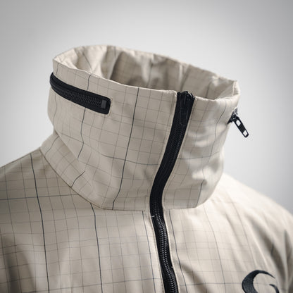 
B Bestickter Stehkragen-Halb-Reißverschluss-Plaid-Jacke