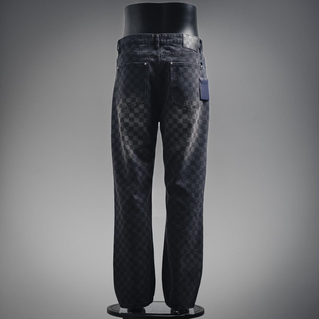1V  24FW Gradient Checkerboard Jeans  set