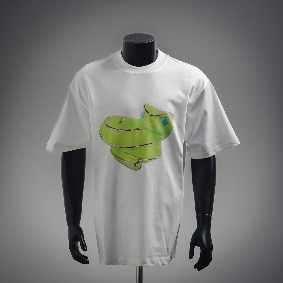 Le 2025ss fluoreszierendes T-Shirt mit Schlangenmuster 