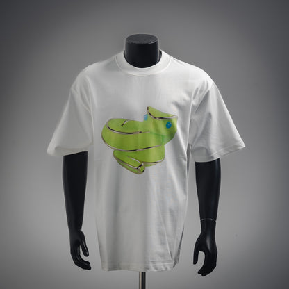 Le 2025ss fluoreszierendes T-Shirt mit Schlangenmuster 