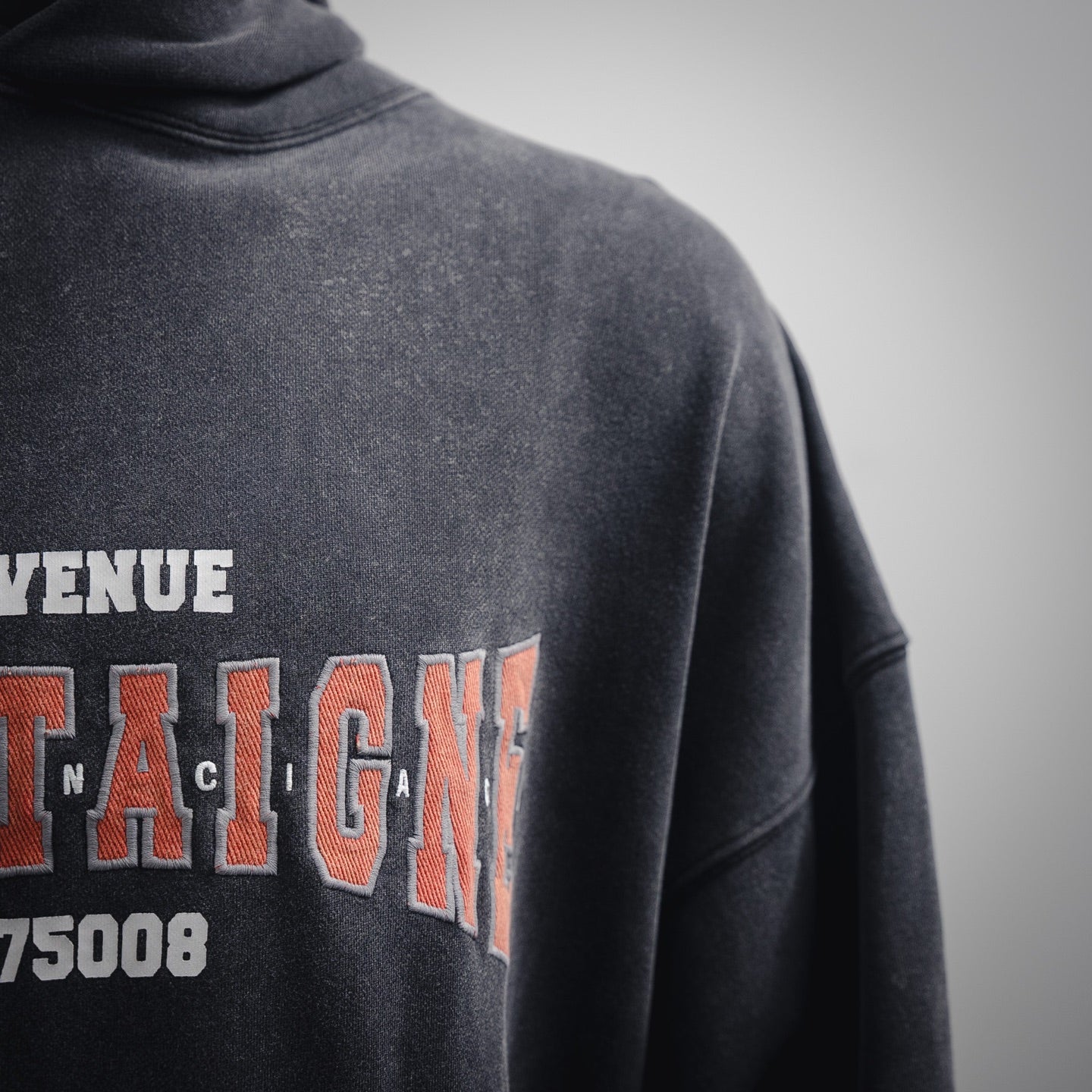 B  Printed washed hooded sweatshirt