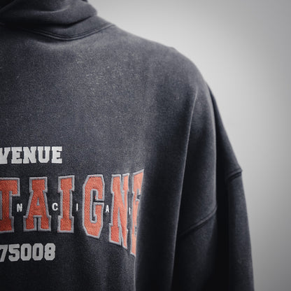 B  Printed washed hooded sweatshirt