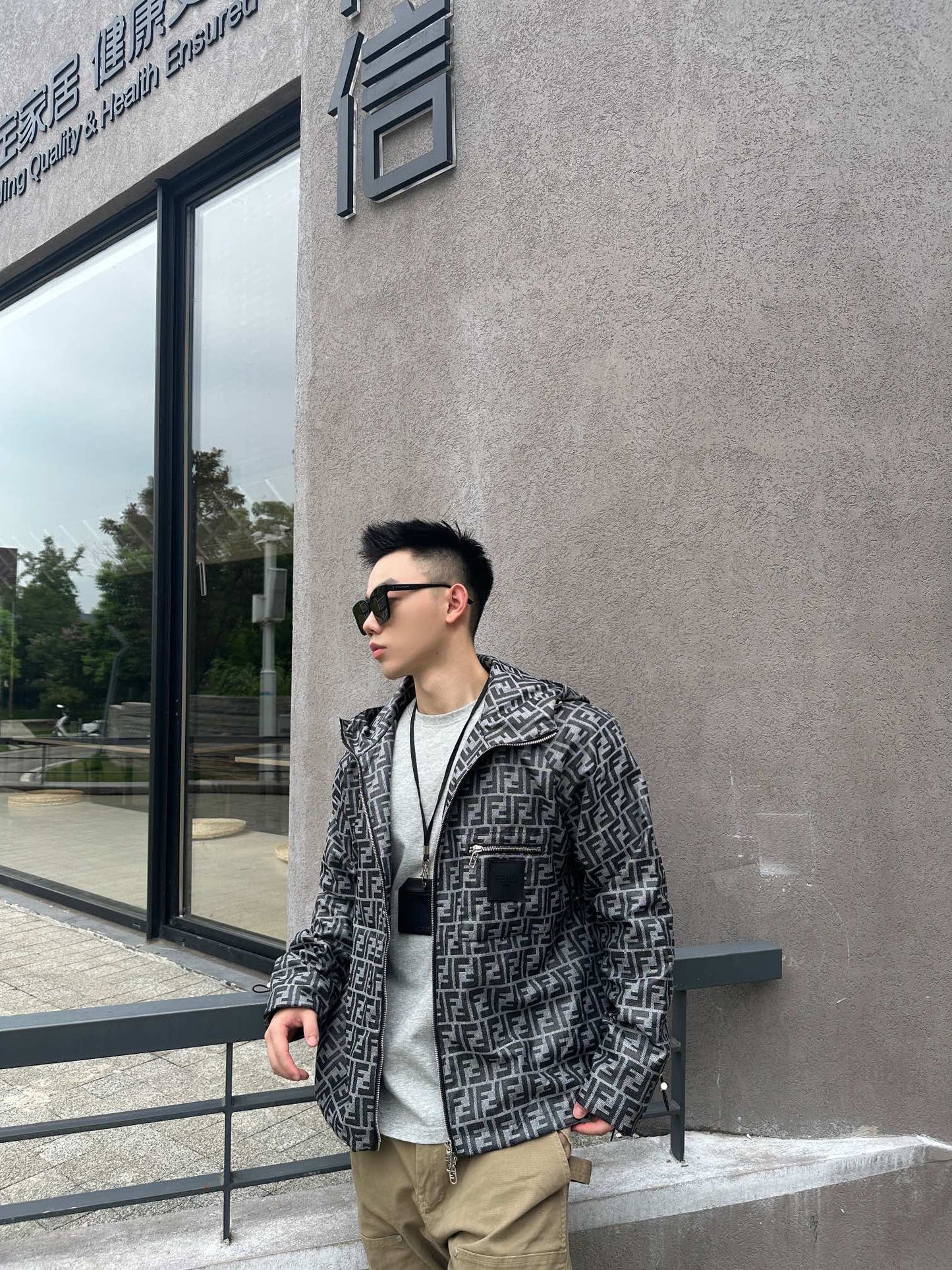 Fe  FF full print windbreaker zipper jacket