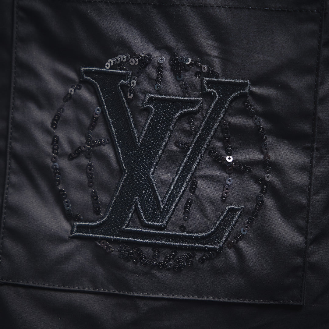 1V Embroidered sequin short-sleeved shirt