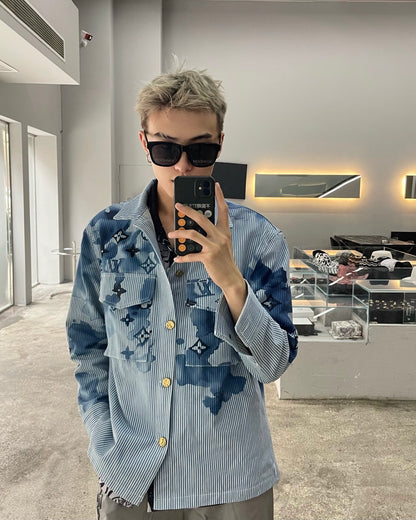 1V Ink pattern denim jacket