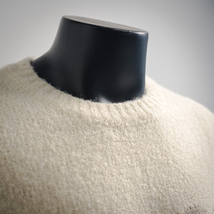 L Buchstabe Logo Intarsien gestrickter Pullover mit Rundhalsausschnitt 