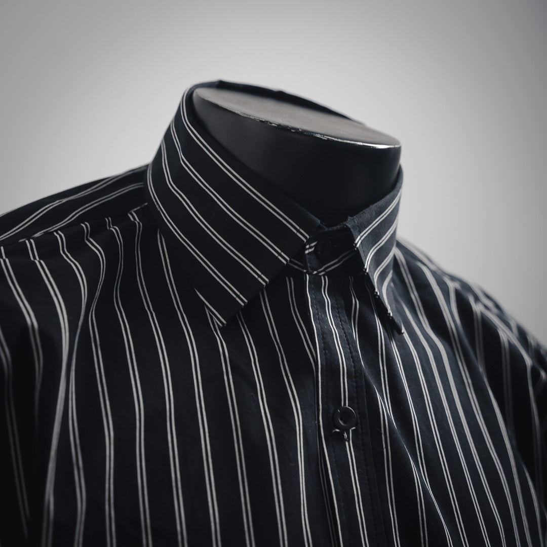 B  25ss printed striped shirt