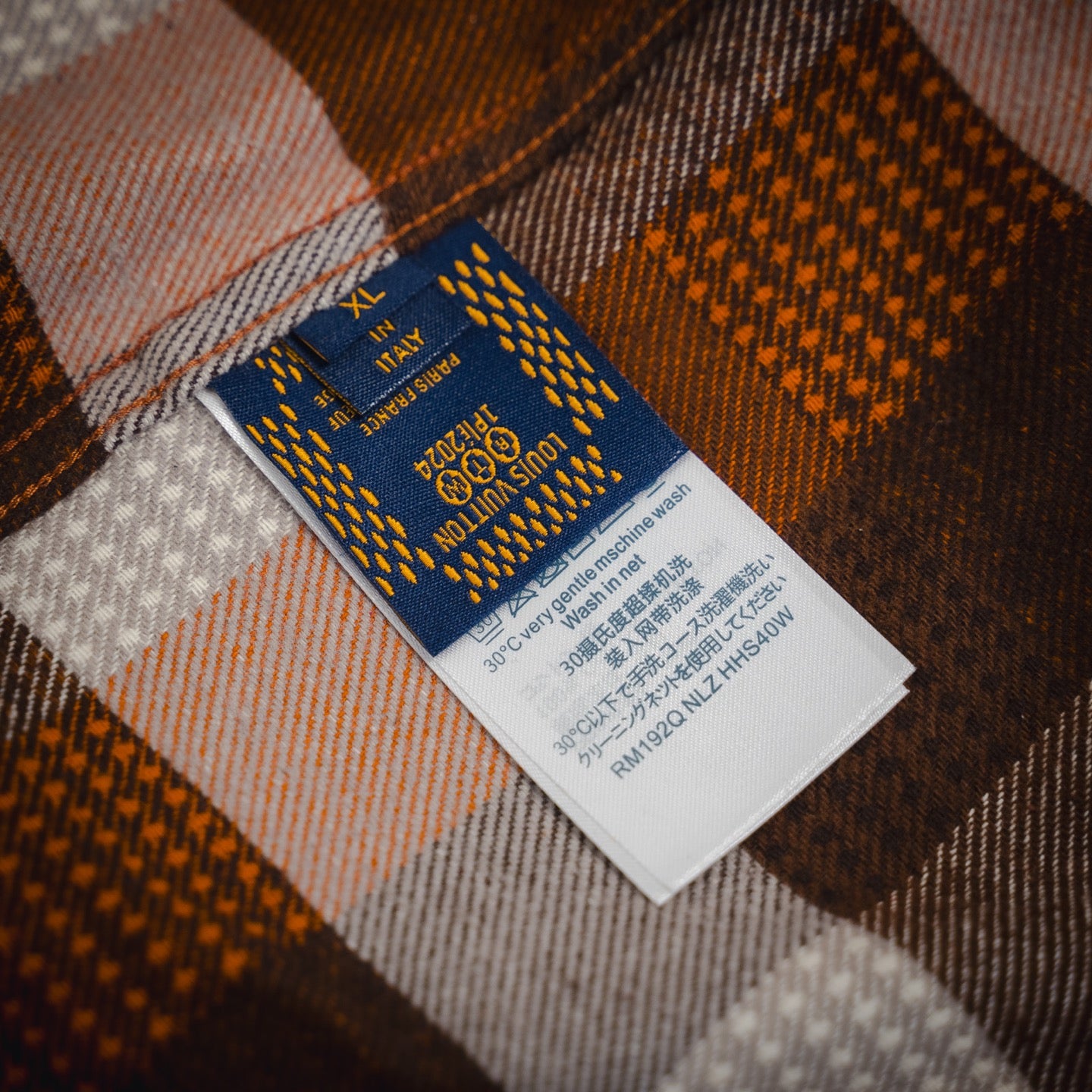 1V 24FW Orange Checkerboard Flannel Shirt