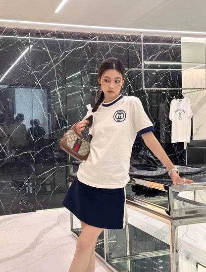 G  1921 embroidered logo contrasting short sleeves