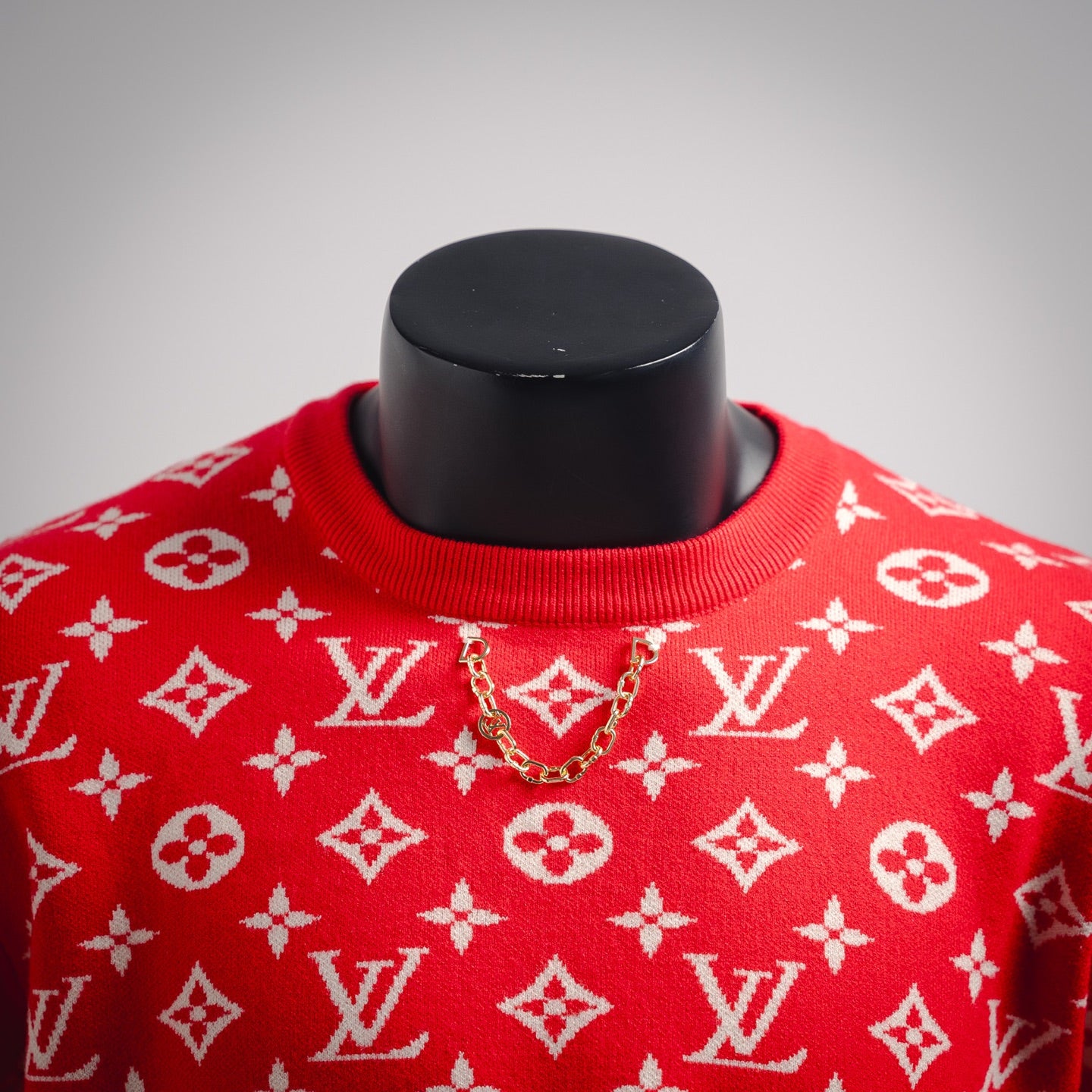 1V 24ss Chain Print Crew Neck Sweater