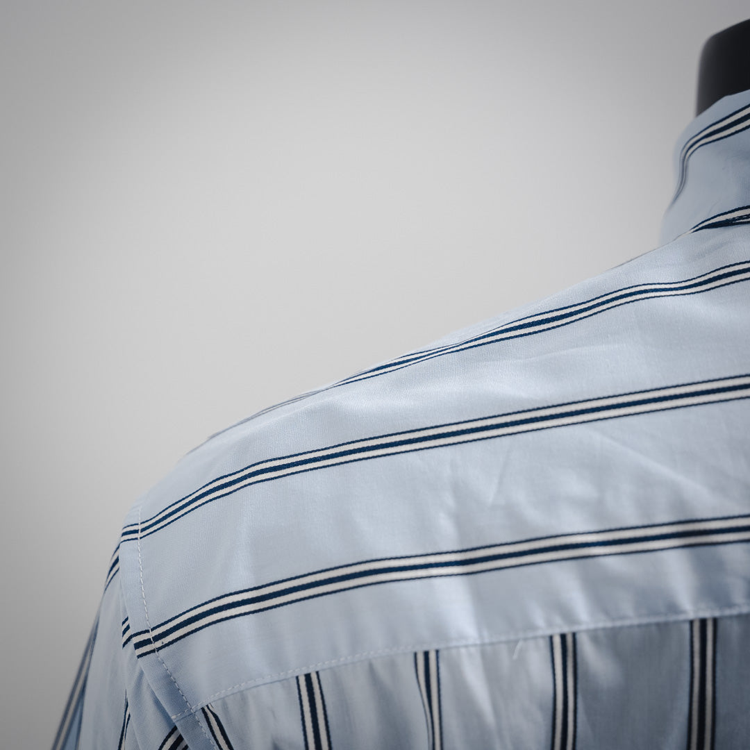 D Letter Embroidered Striped Long Sleeve Shirt